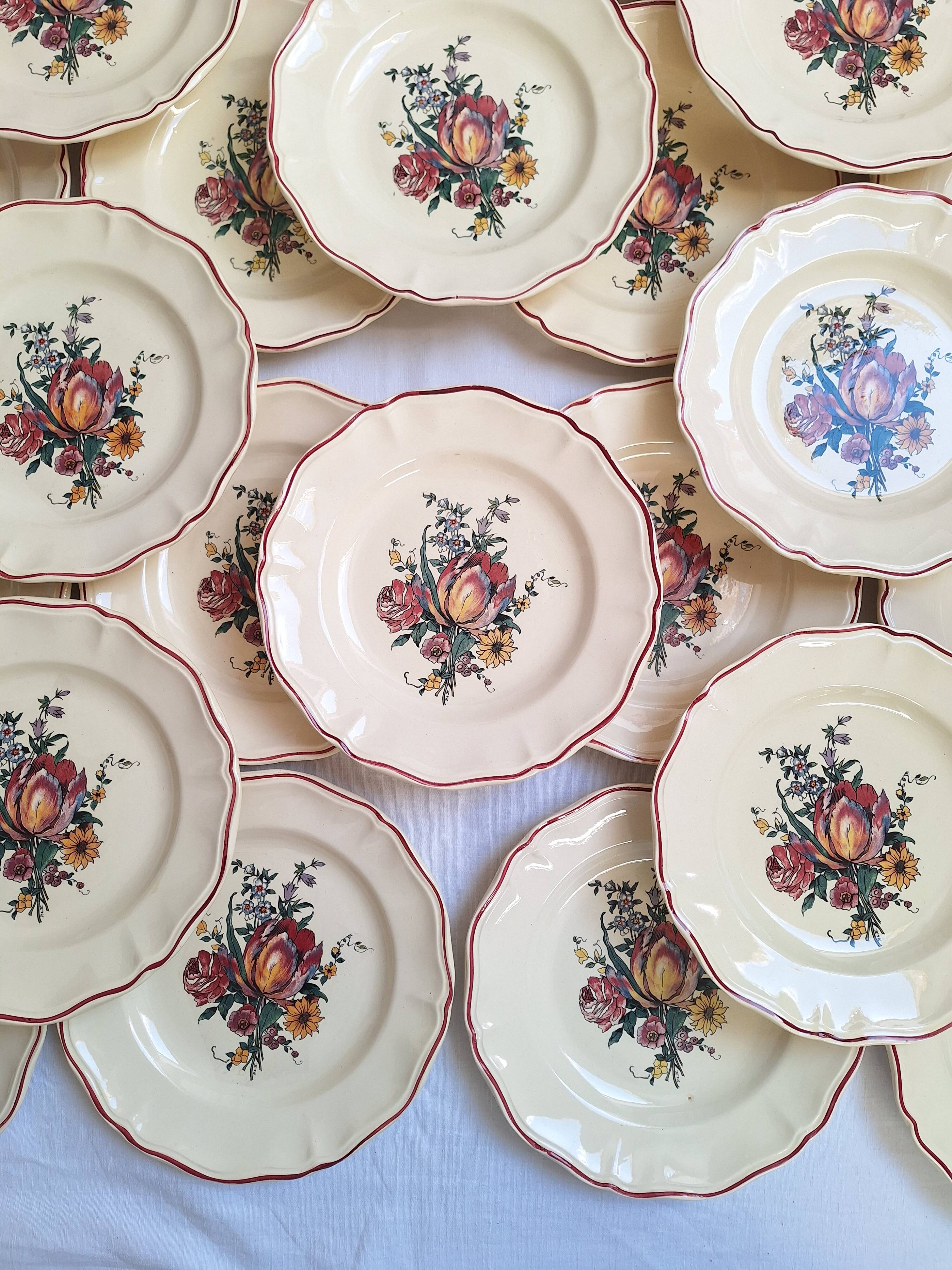Assiettes plates Digoin Sarreguemines Modèle Loraine