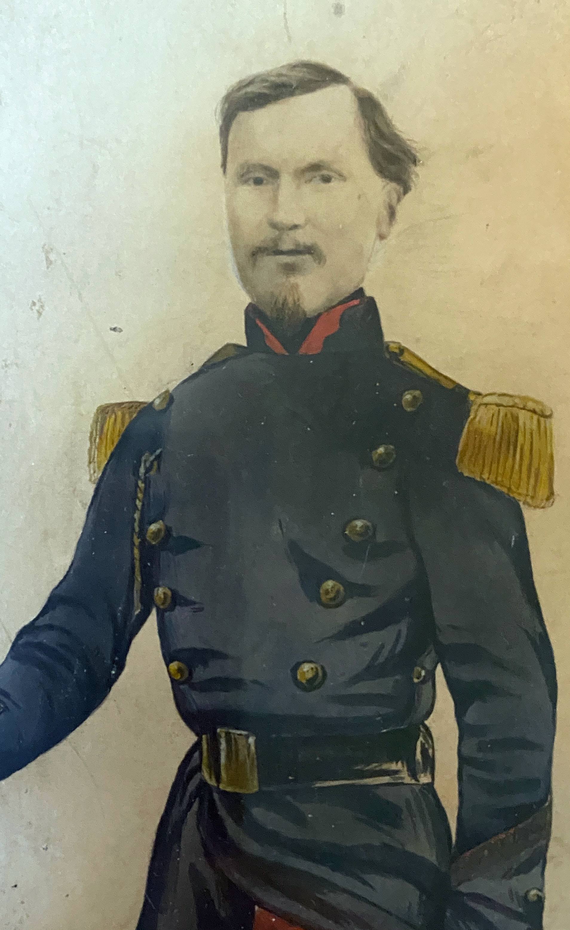 Paintings during enhanced processes watercolor family portrait XIX° + frame