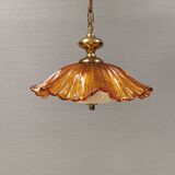 Hanging lamp in multiple layers glass and brass, by Vitrika Denmark 1980s