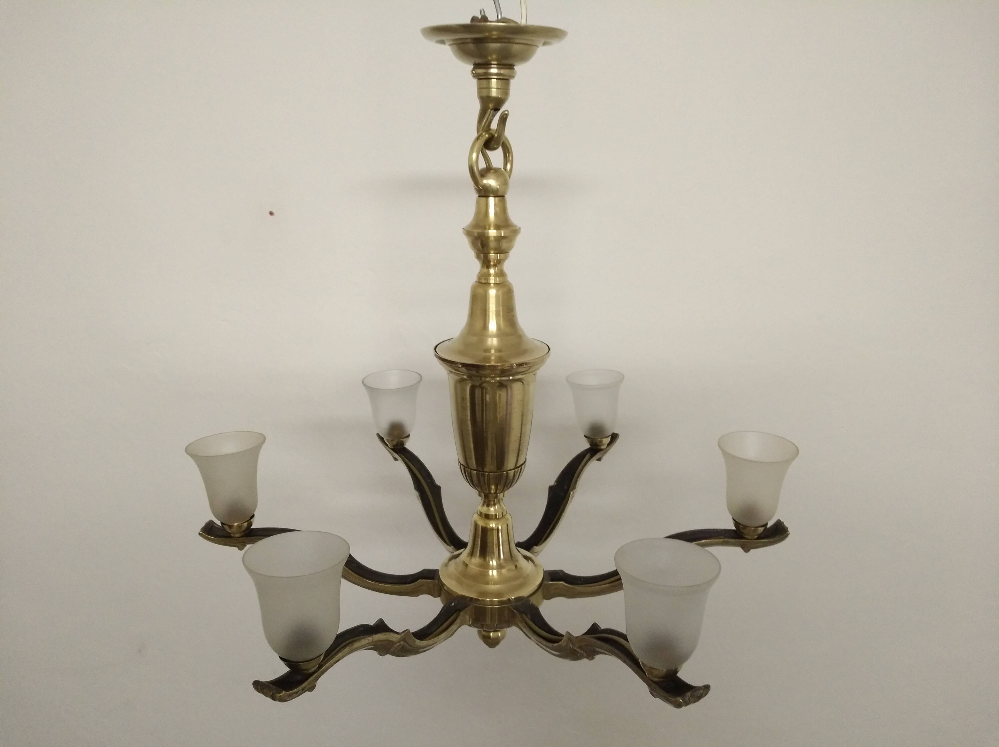 Art Deco bronze chandelier circa 1930