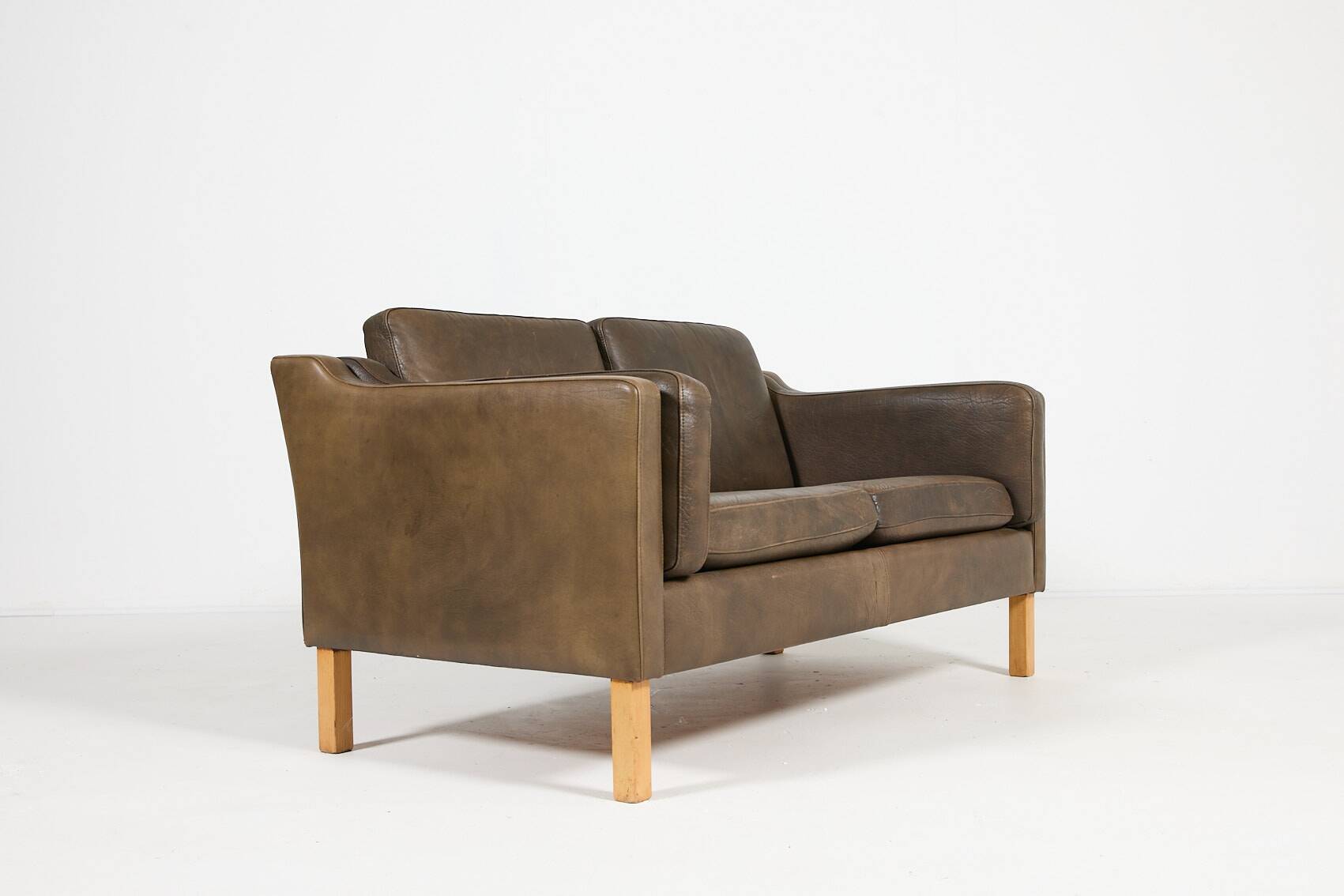 Two seat brown leather sofa from Vemb, 1980’s Denmark