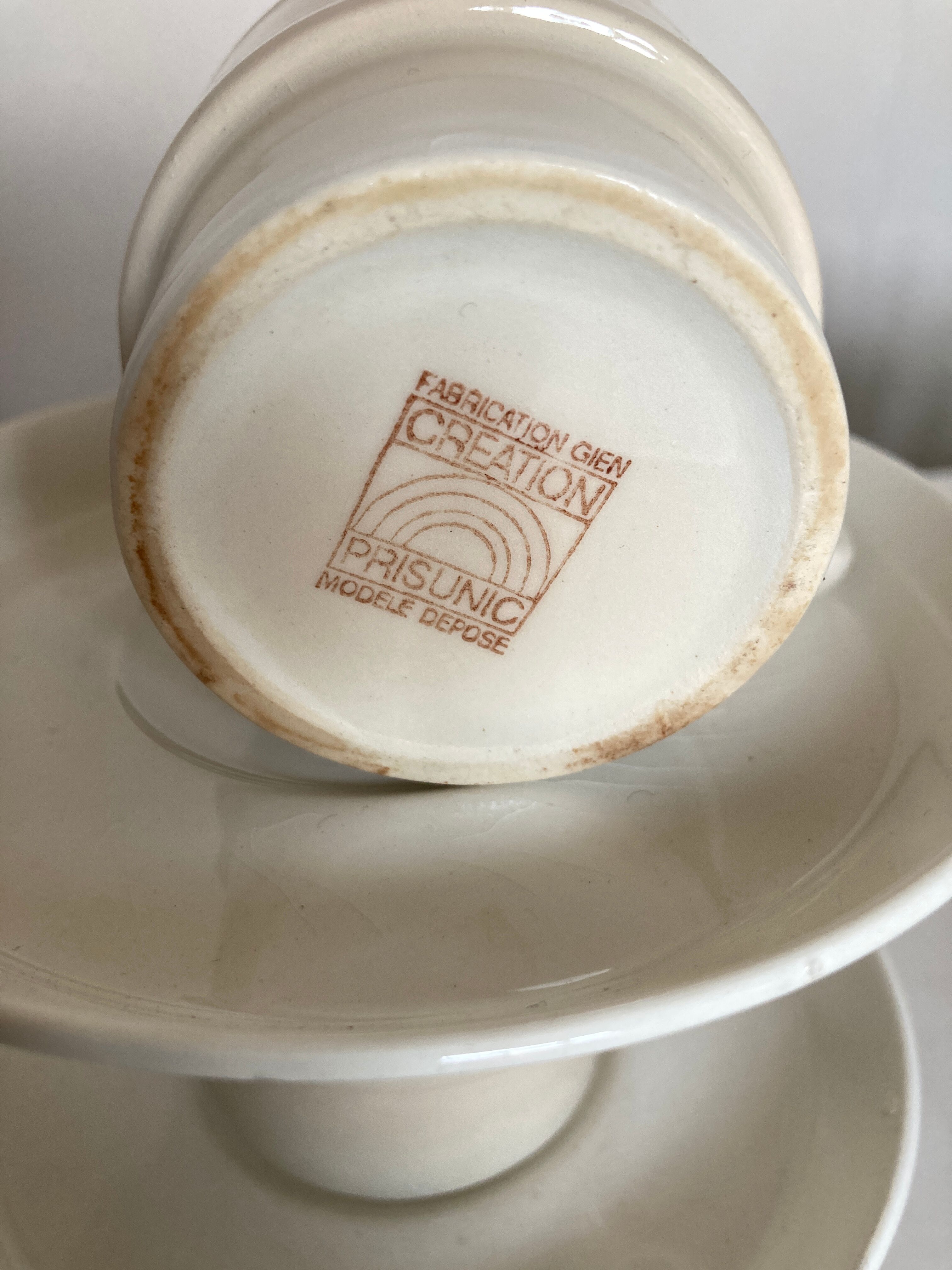 Gien's Cups in Faience Creation Prisunic 1970