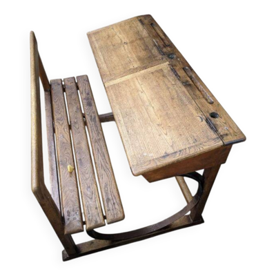 Pupitre d'écolier double avec arceaux RPC Maque Marcel ROY 1920