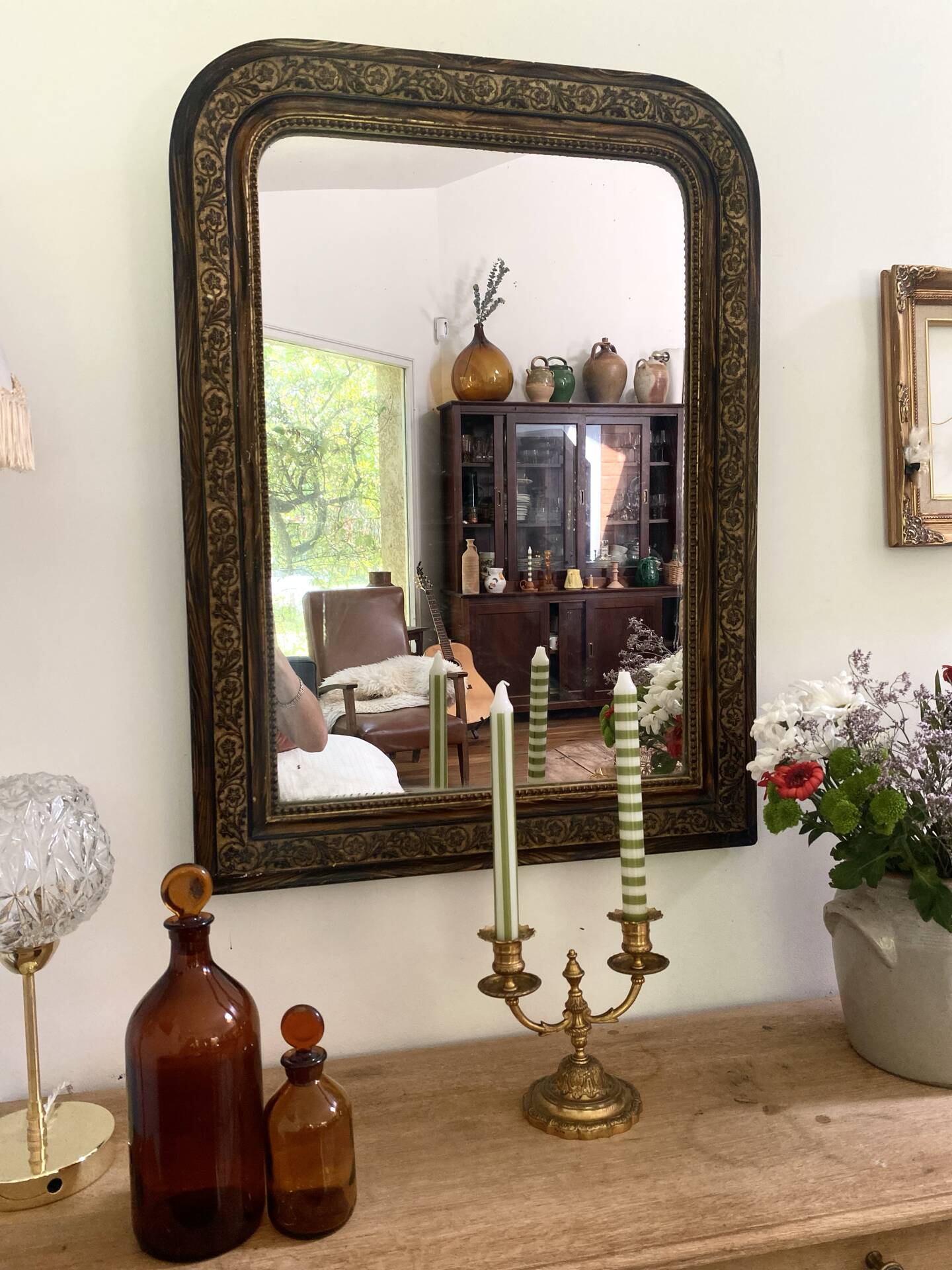 Louis-Philippe mirror, wood and gilded stucco — late 19th century