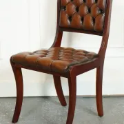 Chesterfield Leather Dining Chairs, Set of 6