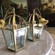 Paire de lampes lanternes laiton et verre