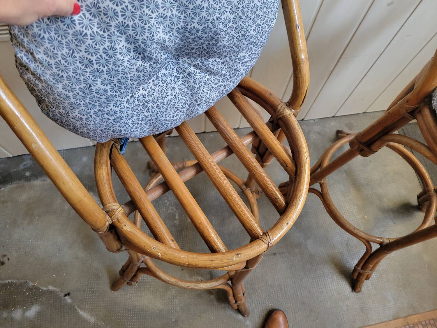 Paire de tabouret de bar en bambou 70's