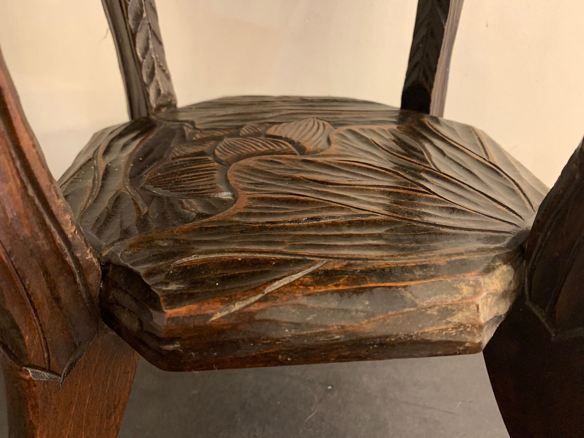 Japanese side table, carved wood, Liberty of London, 1900