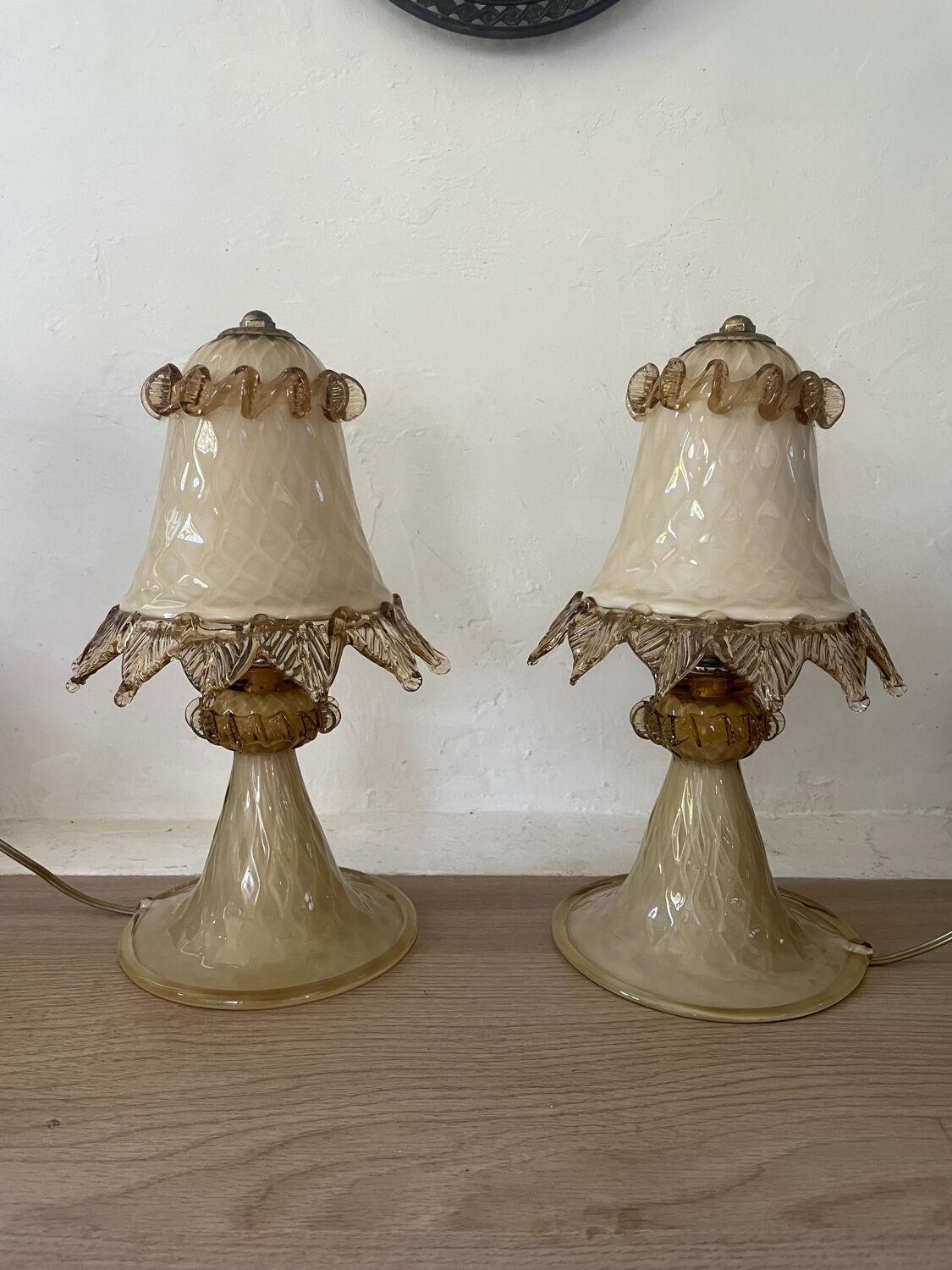 Paire de lampes de chevet en verre de Murano