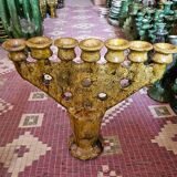 Tamegroute ceramic candelabra – moroccan artisanal 7 arm candle holder