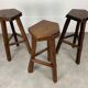 Set of 3 brutalist elm bar stools brand Aranjou