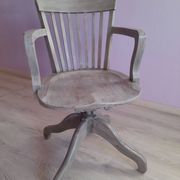 Fauteuil de bureau pivotant en bois laqué gris