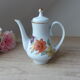 Faience coffee maker floral pattern, pouring coffee maker bohemian style