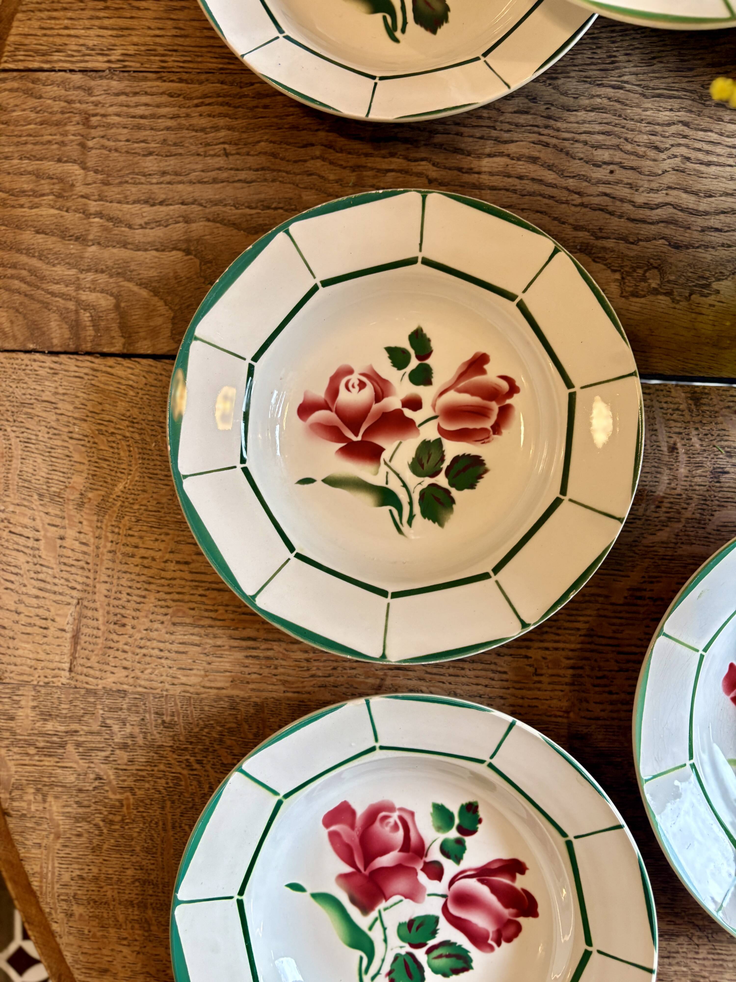 Lot de 6 assiettes creuses Monique de Digoin Sarreguemines