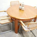 Vintage extendable round wooden dining table