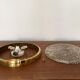 Impressive Mid Century Modern brass and ice glass ceiling lamp