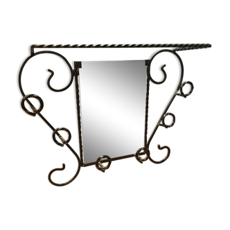 Porte manteau chapeau en métal et miroir