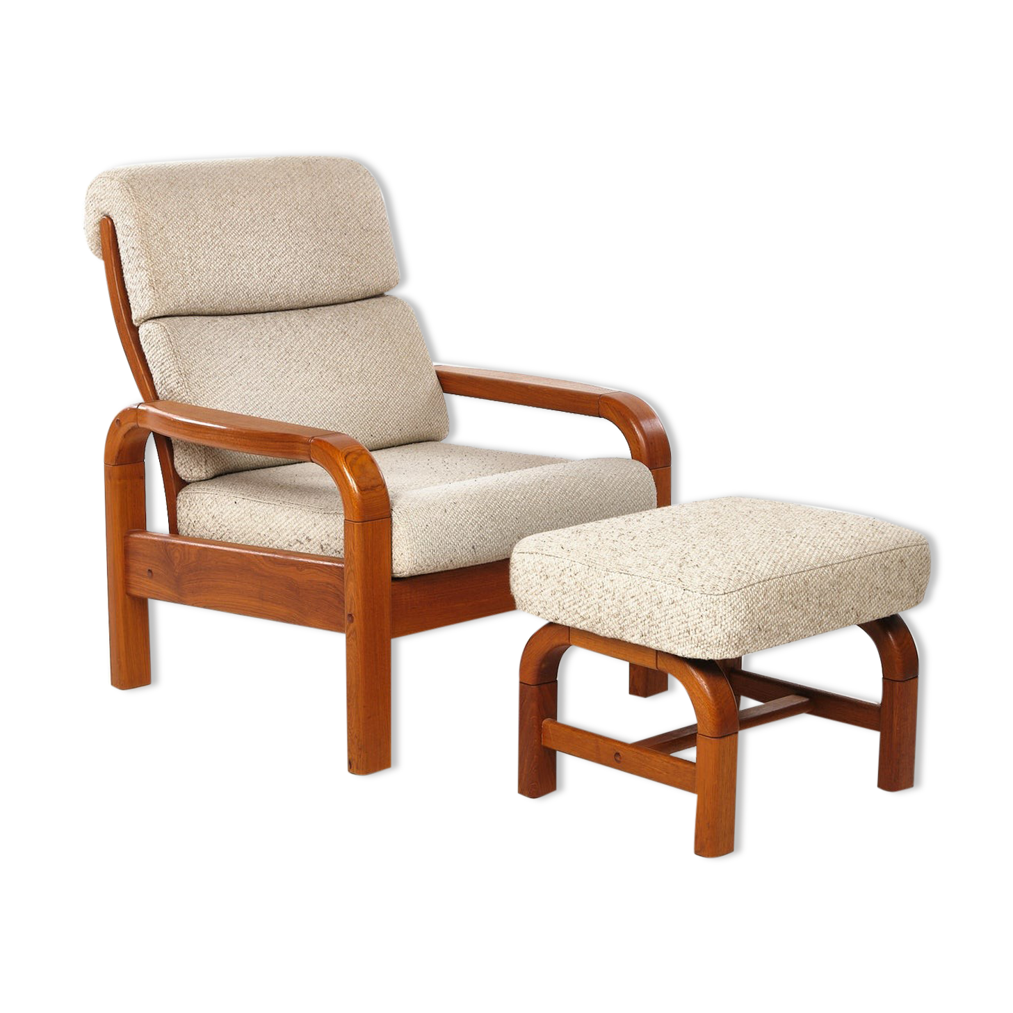 Vintage armchair with Denmark teak stool
