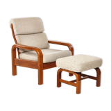 Vintage armchair with Denmark teak stool