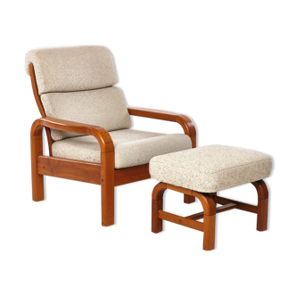 Vintage armchair with Denmark teak stool