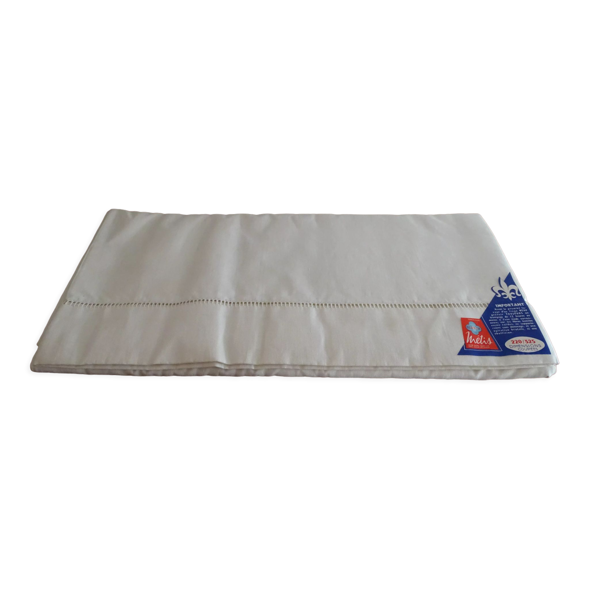 Openwork flat sheet Blue flower cotton mixed-race weft linen 325 x 220 new