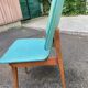 4 Scandinavian dining chairs in solid wood and blue-green leather from the 1950s.