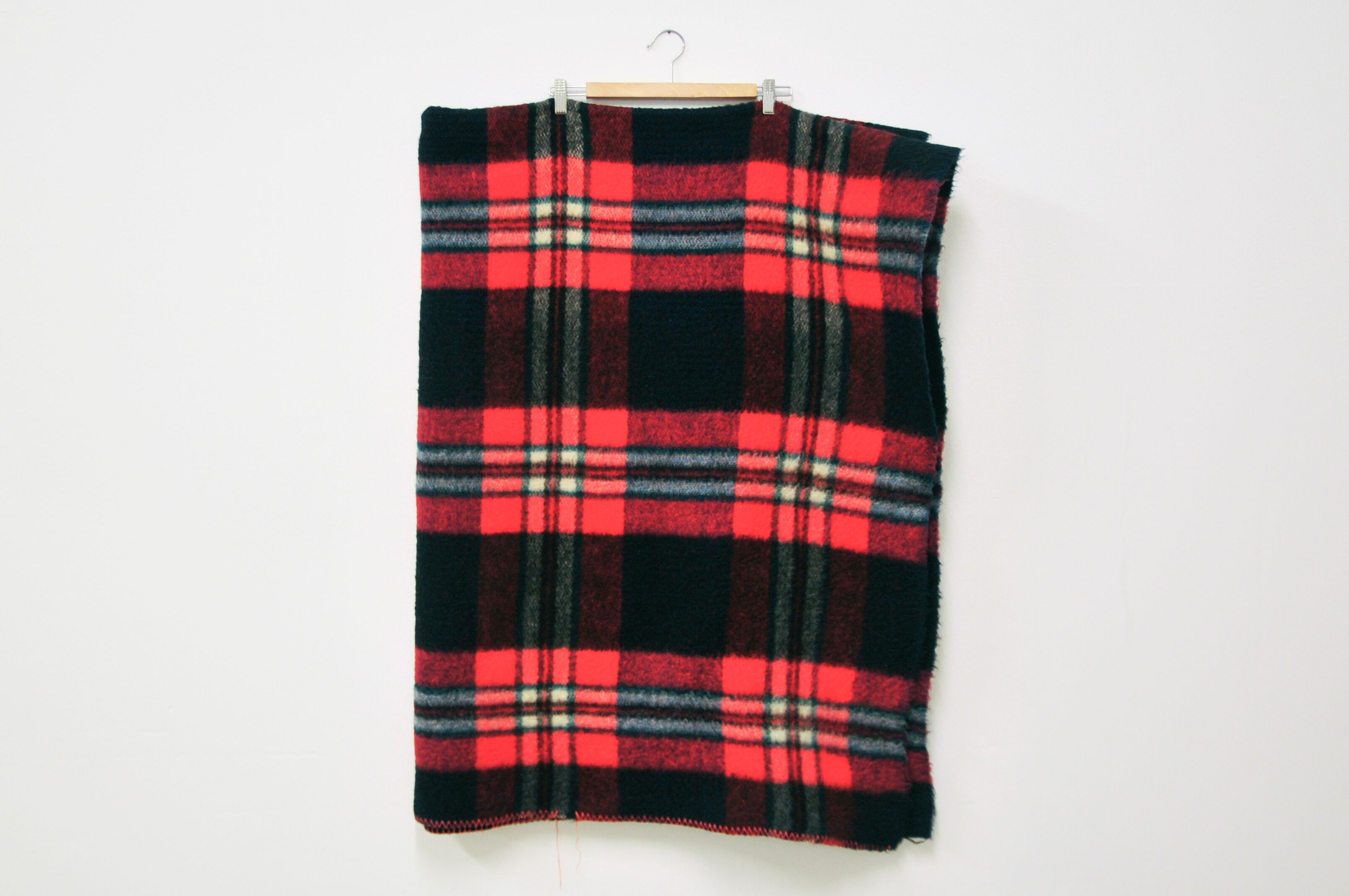 blue & red checkered vintage wool blanket