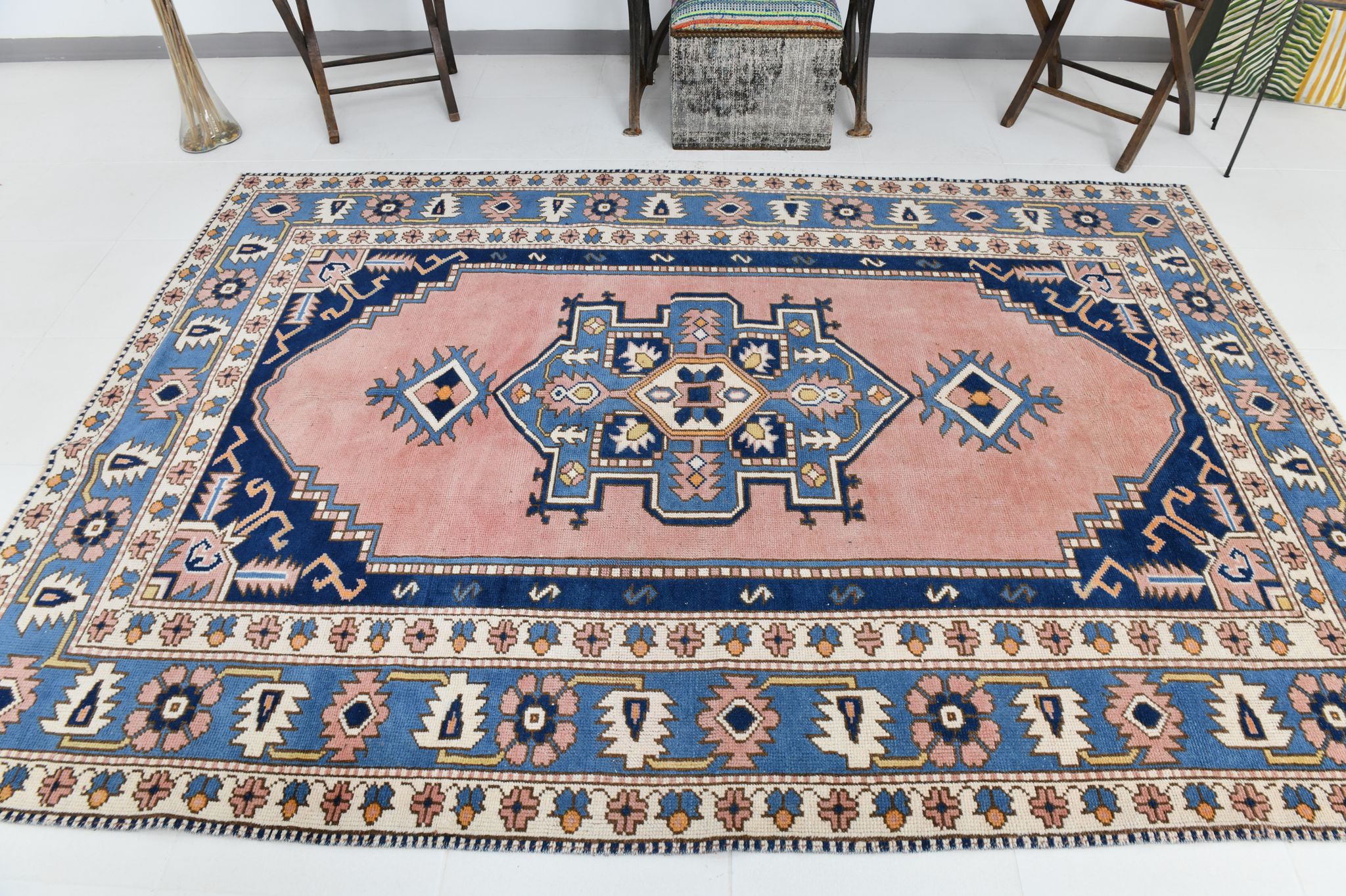 6x9 oushak vintage rug, 186x267cm