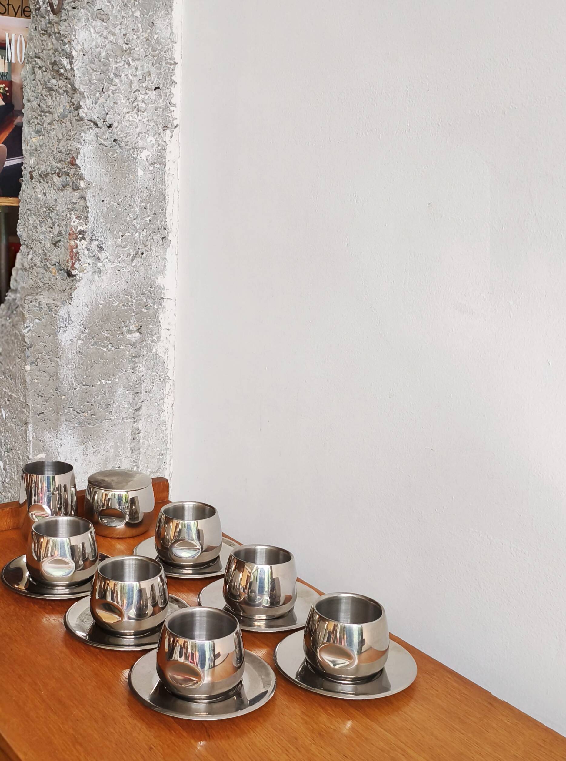 AMC Italy 70s/80s stainless steel espresso set (14 pieces)