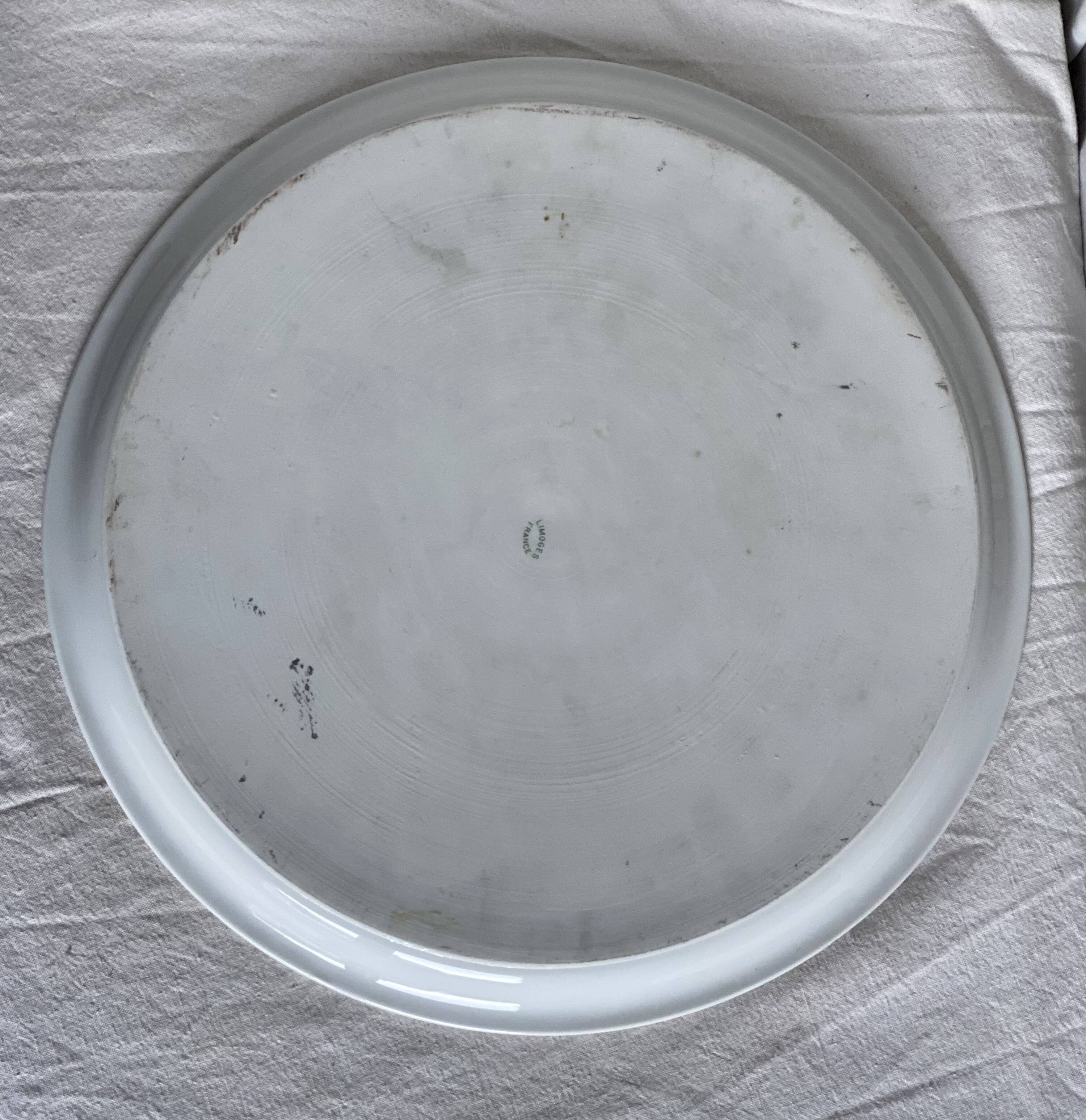 Limoges porcelain pie dish, Art Deco style, flowers and gold