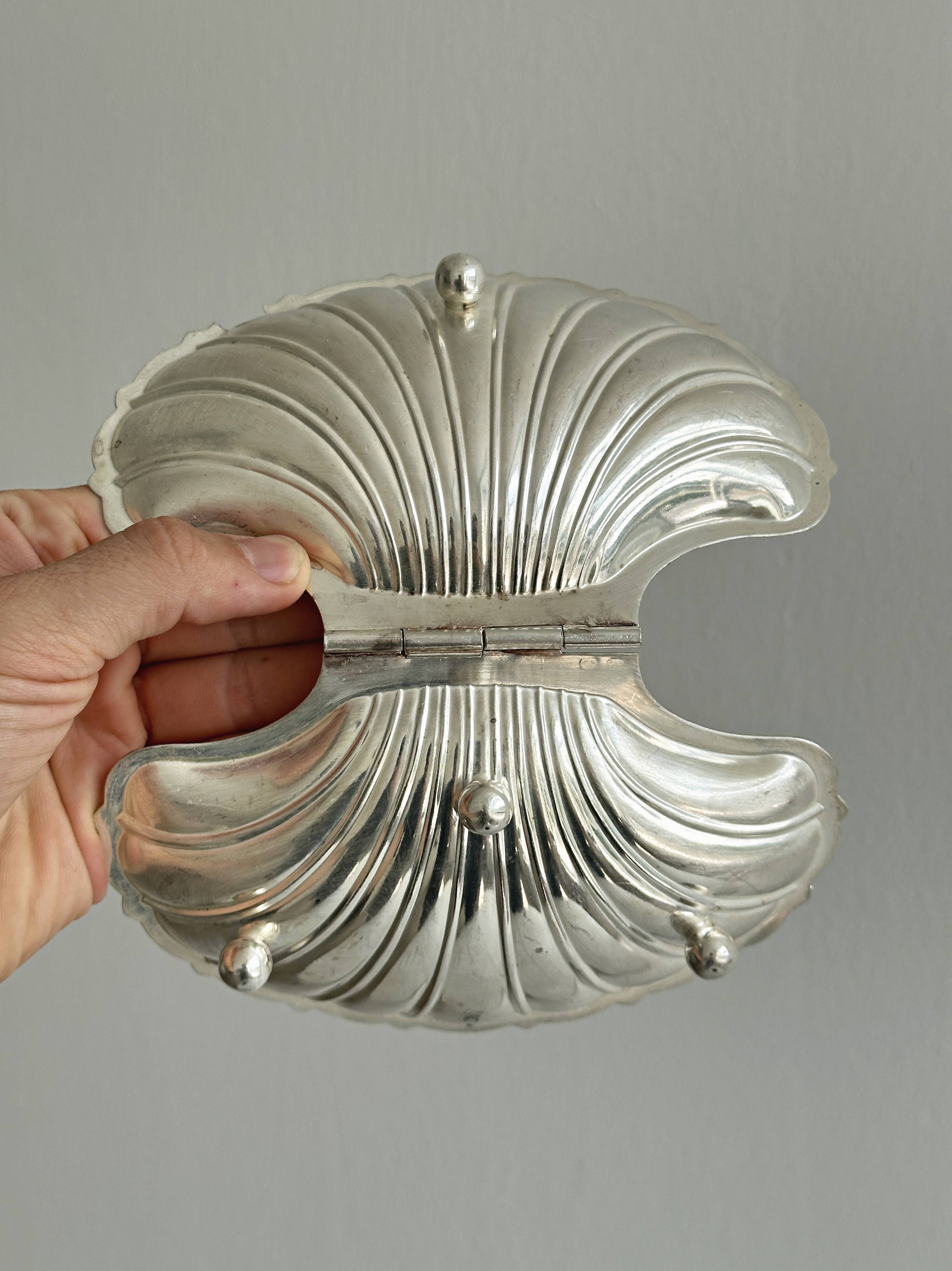 Silver-plated shell butter dish
