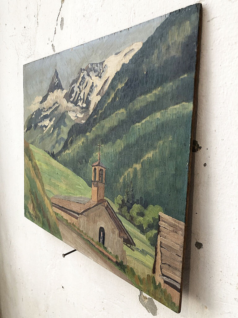 Oil painting landscape mountain 1947