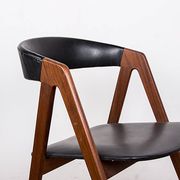 4 Danish chairs in afromosia and leatherette model 205 by Thomas Harlev