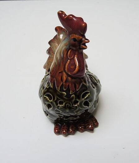 Old ceramic rooster tealight candle holder