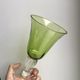 Set of 4 wine glass bubbled glass of Biot green 70s