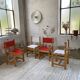 Set of 4 80s colored pine chairs
