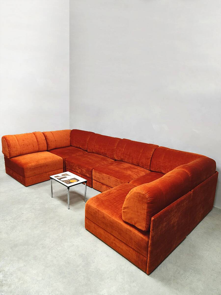 Vintage design modular sofa 'Burnt orange'