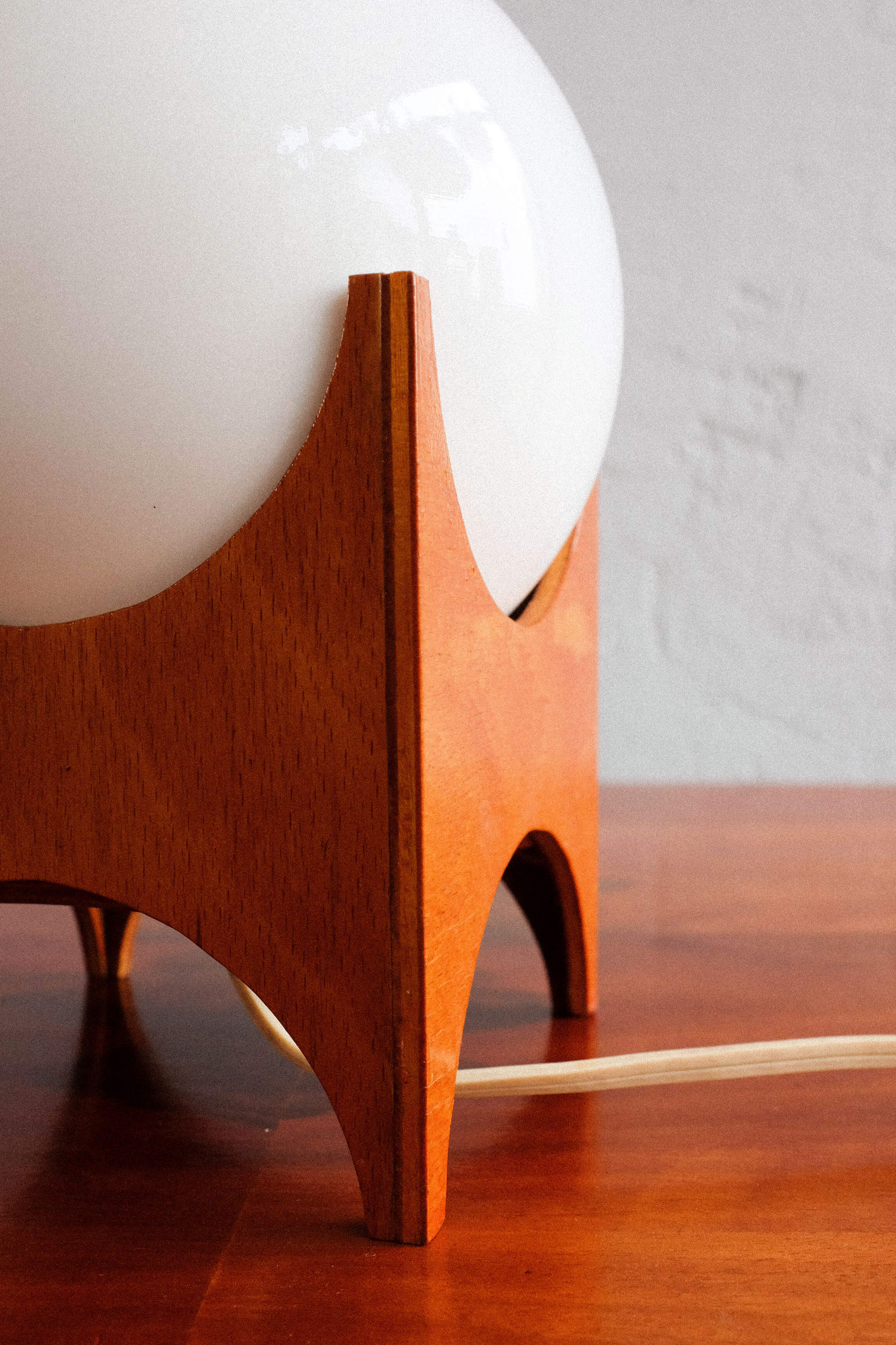 Glass & wood table lamp, Czechoslovakia, 1960s