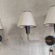 Double light wall sconces in gilded brass and gun barrel - 1950s/60s