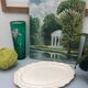 Oval ivory dish with gadroons, signed Sarreguemines France.