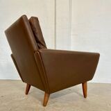 Vintage retro Danish mid-century G. Thams club chair in brown leather 60s