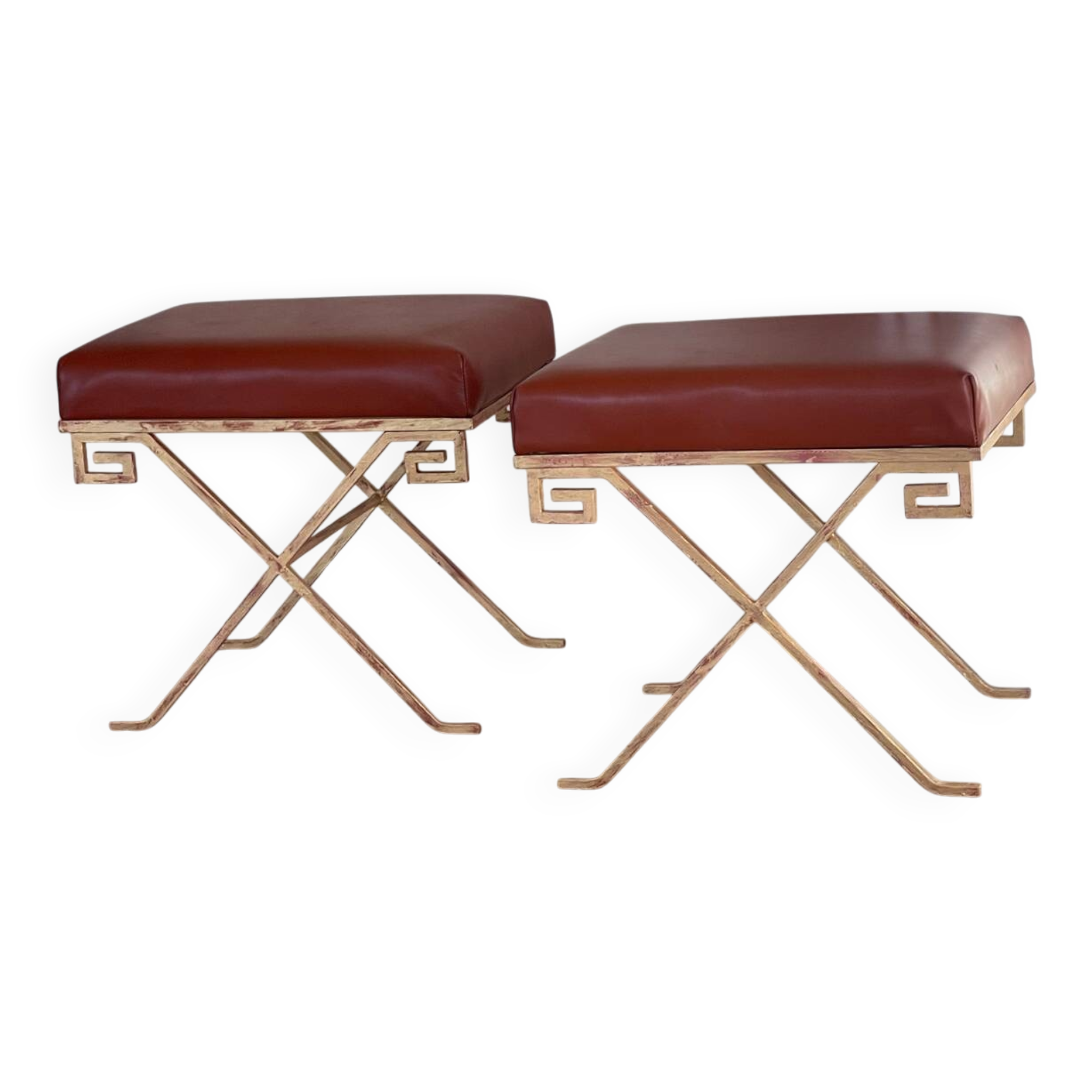 Pair of X stools after Jean Michel Frank