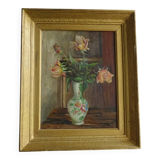 Nature morte ancienne française, huile sur toile, sous cadre doré