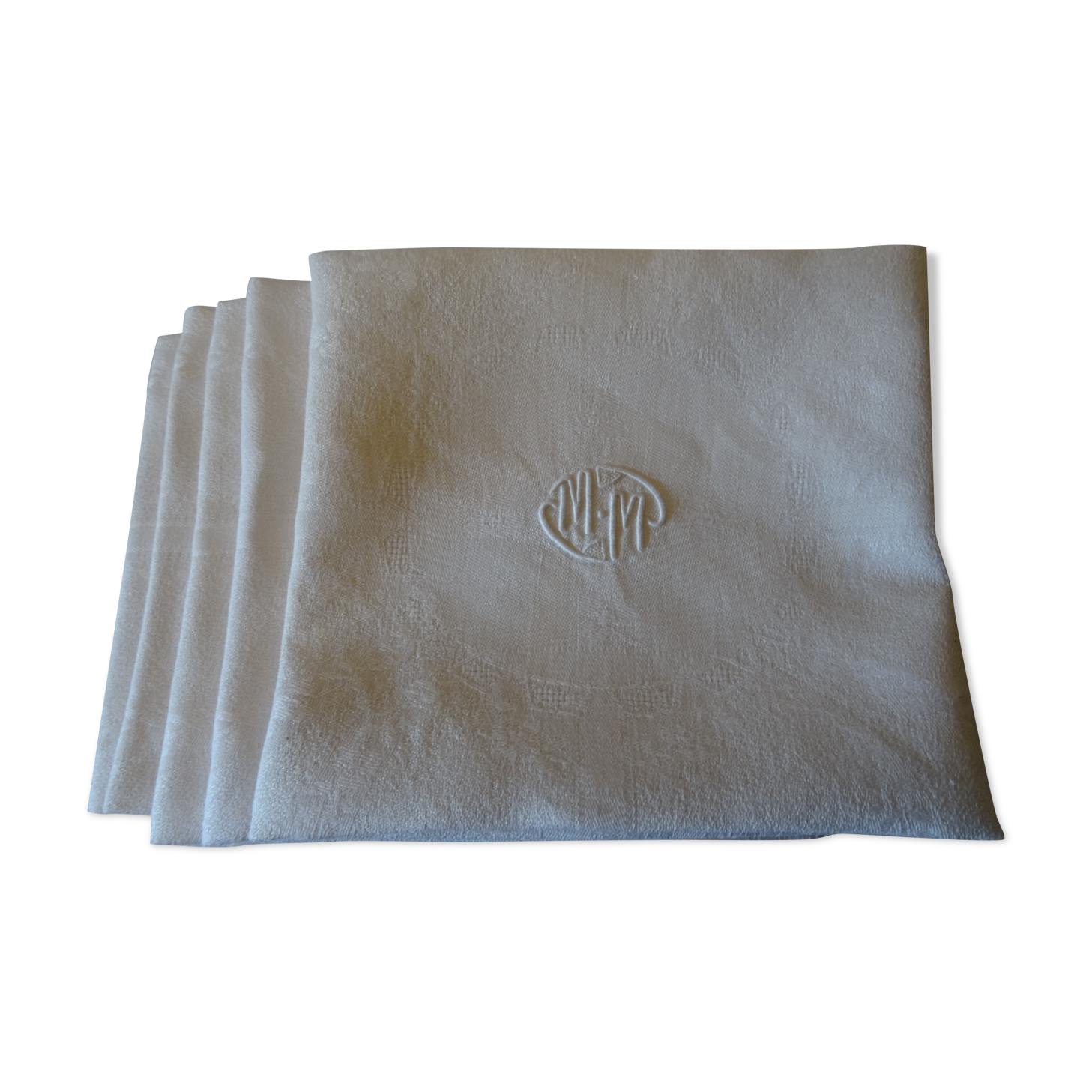 Set of 5 MM monogrammed linen towels