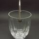 Vintage French Heavy Cut Glass Ice Bucket Silver Metal Carry Handle 4504