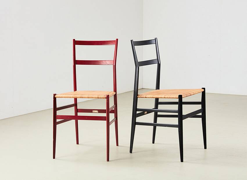 Gio Ponti Pair of Superleggera Chairs for Cassina Italy 1957