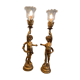 Pair of gilded wooden lamps from the 1960s