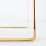 Table basse du milieu du siècle avec base plaquée or et plateau en verre, années 1970