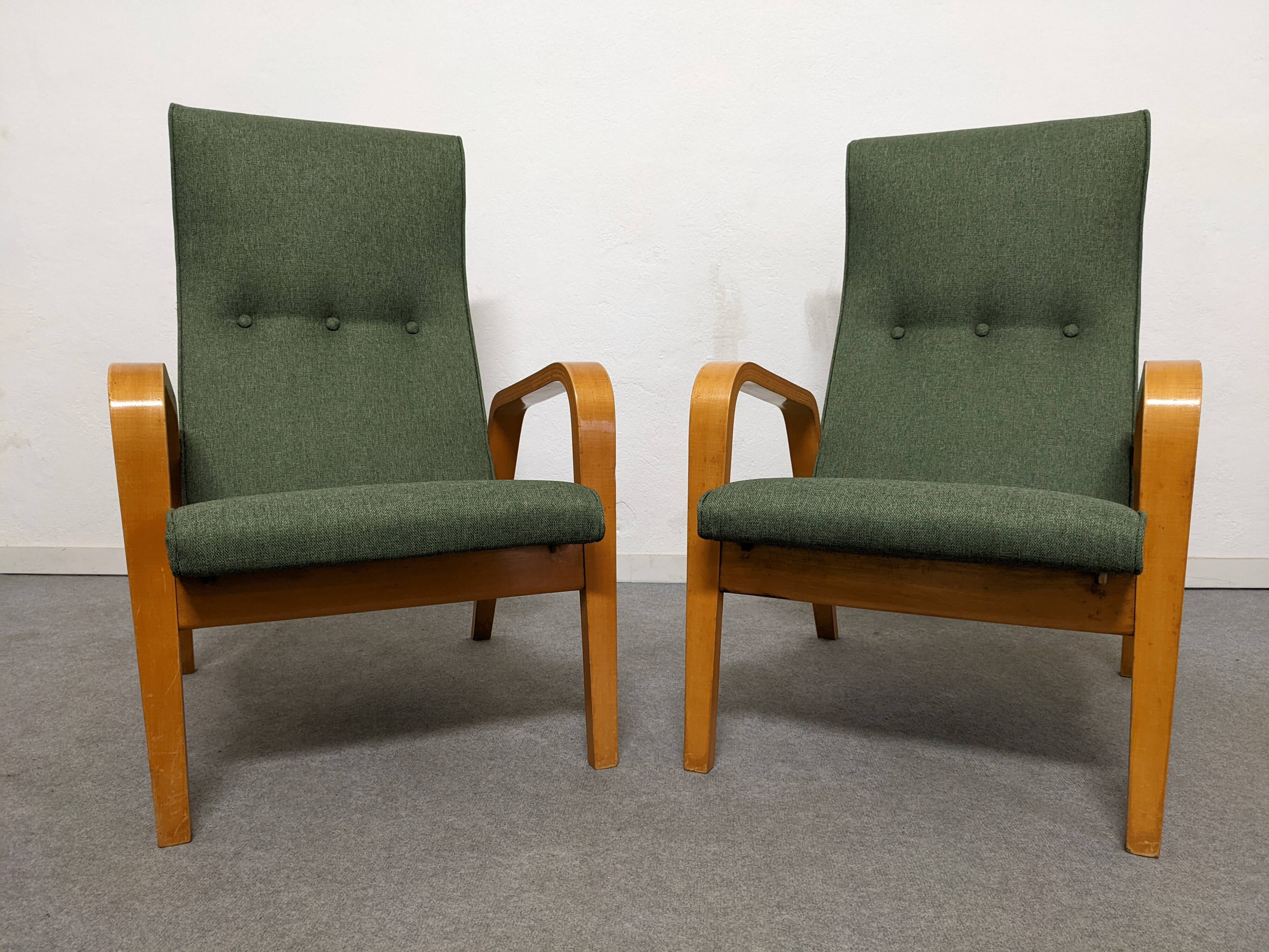Paire de fauteuils Bow Wood des années 50/60