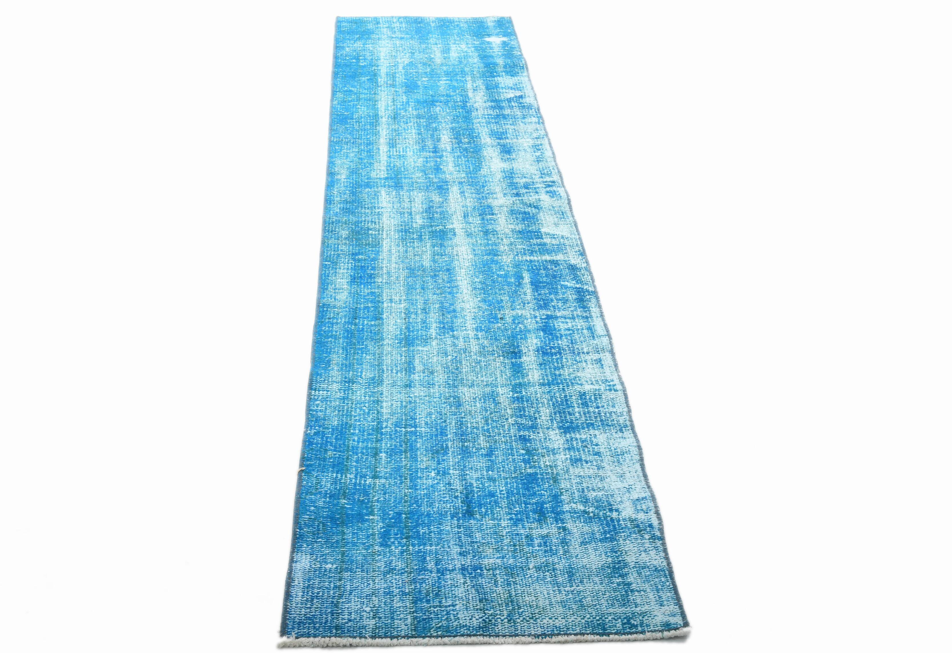 2x9 Sky Blue Classic Turkish Vintage Runner Rug, 56x268Cm